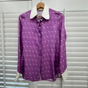 Lisou Purple Silk Printed Shirt